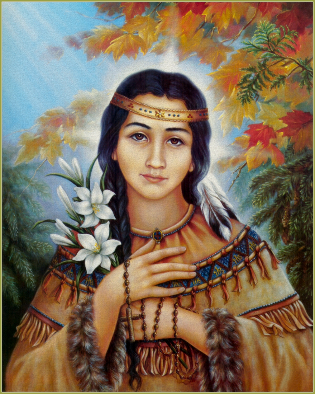 An artistic depiction of Saint Kateri Tekakwitha