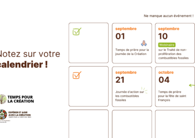 Notez les dates des événements du Temps pour la Création 2024