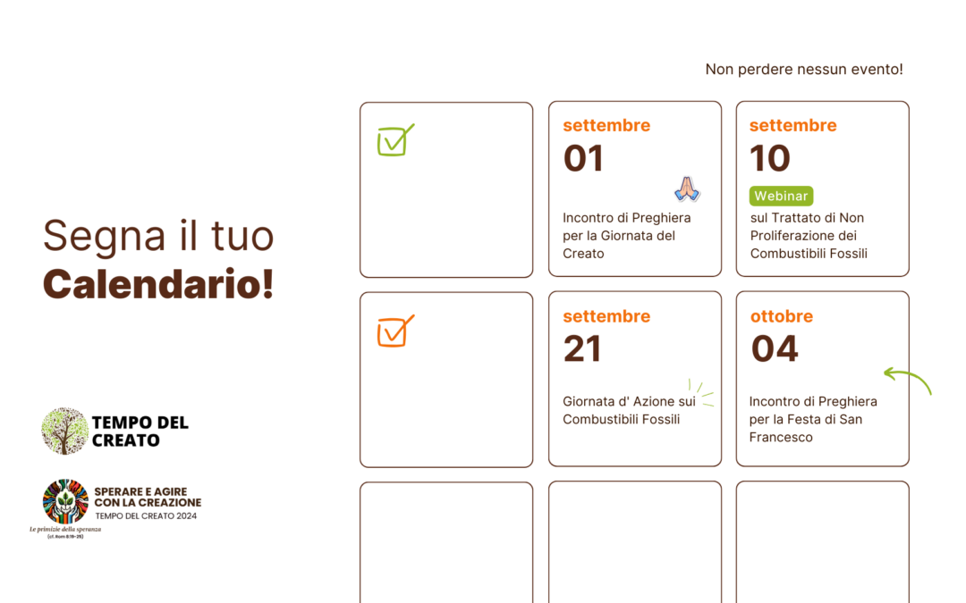 Salva le date degli eventi del Tempo del Creato 2024