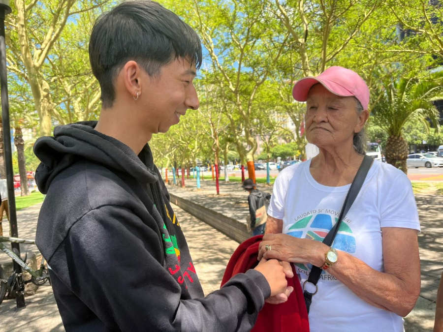 Caption:  90-year-old Blanche Meyer sharing her personal story